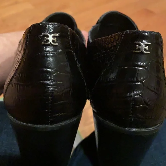 Sam Edelman Black Croc-Embossed Ankle Boots - Picture 8 of 9